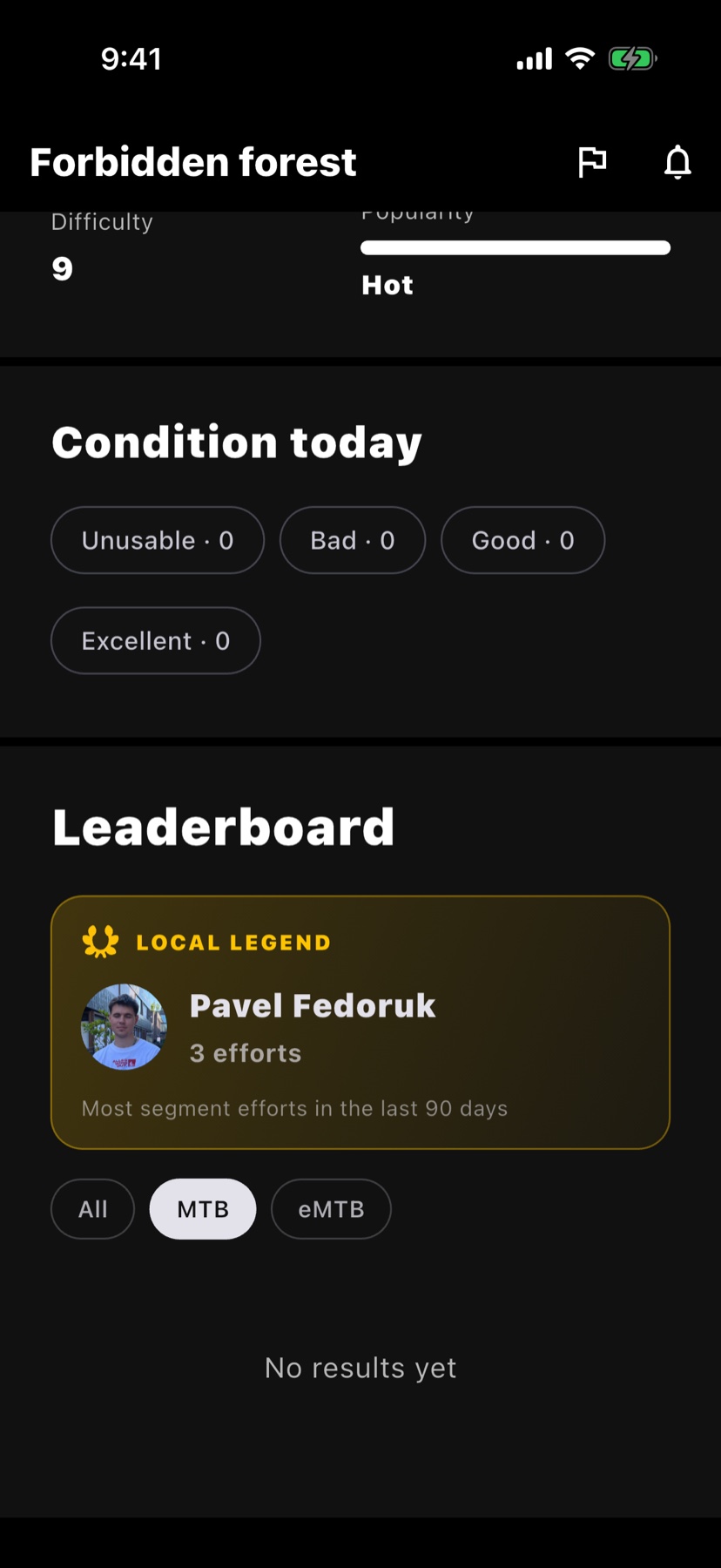 Report today's condition from the trail screen